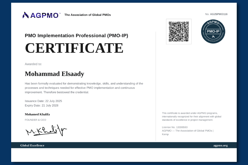 PMO Certificate